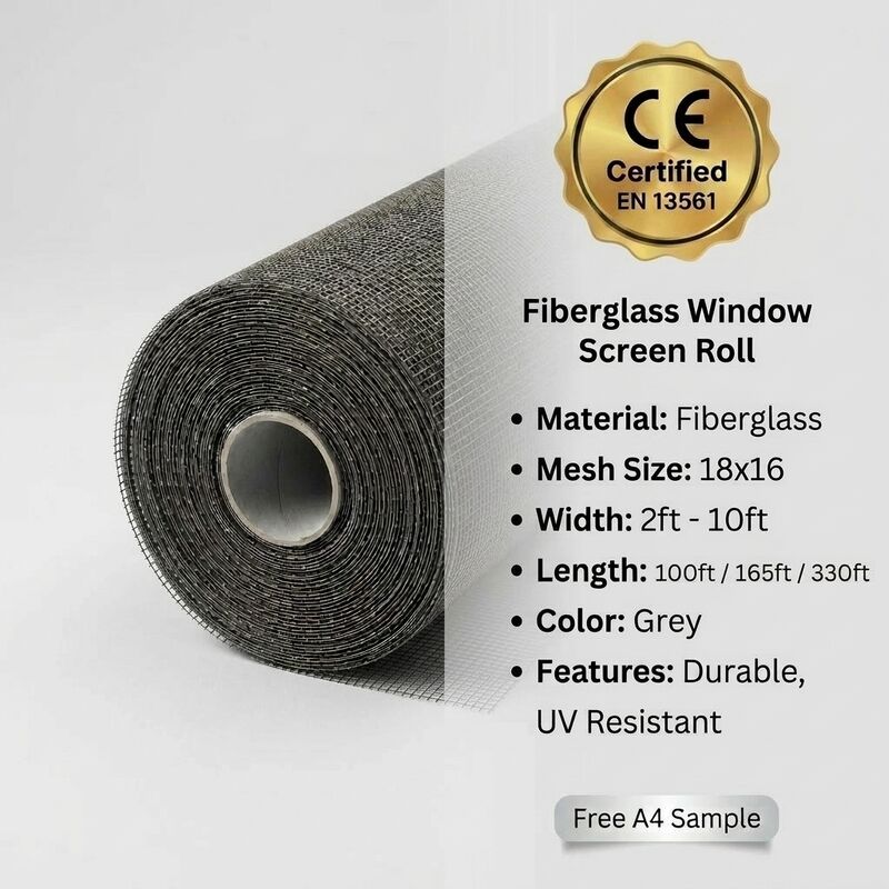 Lưới chống côn trùng bằng sợi thủy tinh tiêu chuẩn 120g/m², lưới chống côn trùng trơn, tuổi thọ 5-7 năm cho ứng dụng công nghiệp