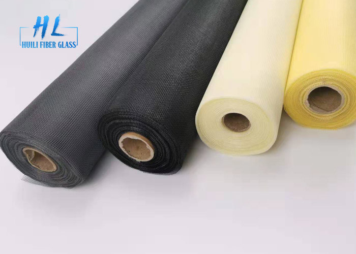 Chống cháy hình vuông sợi thủy tinh lưới muỗi 33 Tex Yarn đen trắng màu xám lưới cuộn